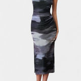 Robe Longue Helaia avec Fente et Imprimé Numérique