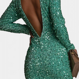 Robe Longue de Soirée Adèle avec Dos Nu et Éclat Hivernal