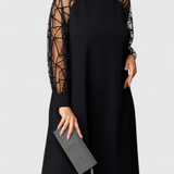 Robe Noire Bellezza avec Manches en Maille et Coupe Ample
