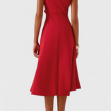 Robe Midi Asymétrique Claudia avec Élégant Drapé