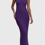 Robe Longue Tricot Trinity avec Col Halter et Dos Nu