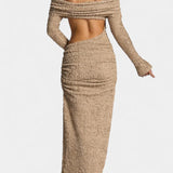 Robe Maxi Fiammetta avec Fronces et Haute Fente