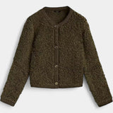 Cardigan Texturé en Velours Court Chenda