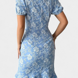 Robe Midi Ajustée Champel avec Manches Bouffantes