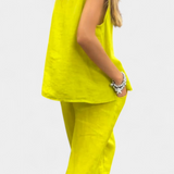 Ensemble de Gilet Sans Manches et Pantalon Leona en Lin de Coton