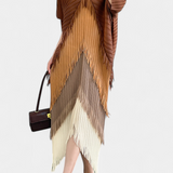 Robe d'Andalousie avec Franges et Blocs de Couleurs Contrastants
