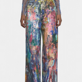 Jeans Rana à Jambe Large avec Imprimé Artistique