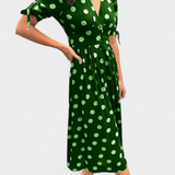 Robe Midi à Pois Lizzie avec Décolleté en V Profond