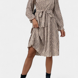 Robe Midi Plissée avec Imprimé Léopard Evabeth