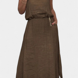 Ensemble en Lin et Coton Meliora avec Gilet Sans Manches et Jupe