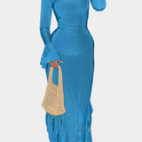 Robe Longue Calissa avec Volants et Manches Évasées