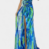 Robe Maxi Asymétrique Aylin avec Imprimé Vibrant