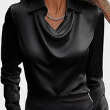 Blouse en Satin Dilnaz avec Décolleté Cascade