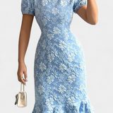 Robe Midi Ajustée Champel avec Manches Bouffantes