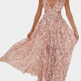 Robe Zuleika en Chiffon avec Volants et Fentes Latérales