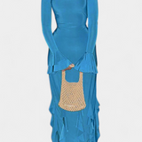 Robe Longue Calissa avec Volants et Manches Évasées