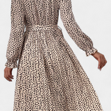 Robe Midi Plissée avec Imprimé Léopard Evabeth