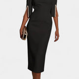 Robe Midi Reece avec Perles et Col Rond