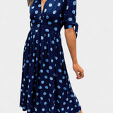 Robe Midi à Pois Lizzie avec Décolleté en V Profond