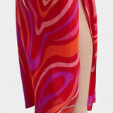 Robe Longue Valera avec Imprimé de Spirales et Sans Manches