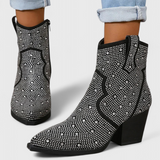 Bottes Élégantes Berenice avec Patchwork et Fermeture Latérale