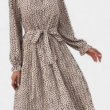 Robe Midi Plissée avec Imprimé Léopard Evabeth