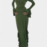 Robe Longue Calissa avec Volants et Manches Évasées