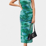 Robe Longue Helaia avec Fente et Imprimé Numérique