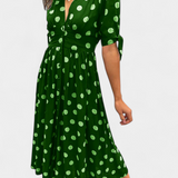 Robe Midi à Pois Lizzie avec Décolleté en V Profond