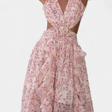 Robe Zuleika en Chiffon avec Volants et Fentes Latérales