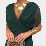 Robe Longue Alondra avec Imprimé Floral Fantaisie et Décolleté en V