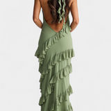 Robe Maxi Padeline avec Volants et Dos Nu