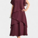 Robe Asymétrique en Chiffon Cornelia avec Silhouette Fluide