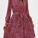 Robe Midi Plissée avec Imprimé Léopard Evabeth