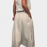 Ensemble en Lin et Coton Meliora avec Gilet Sans Manches et Jupe