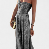 Robe Longue Sans Bretelles Onelia en Tissu Métallique