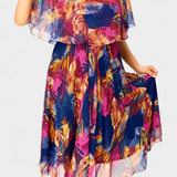 Robe Fluide Tropicale Ellerie avec Coupe Décontractée et Imprimé Vibrant