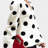 Blazer Clara à Col en V avec Points Bouffants