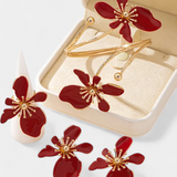 Ensemble d'Accessoires Floraux : Bracelet + Boucles d'Oreilles + Bagues