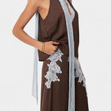 Ensemble Top et Jupe Elvira avec Panneaux en Dentelle Contrastée