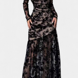 Robe Longue Fleurie Alvana avec Col Rond