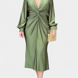 Robe Alouette à Manches Longues avec Décolleté en V