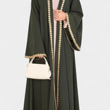 Abaya fluide de Genève avec broderie dorée
