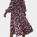 Robe Nerin A-Line avec Imprimé Léopard et Taille Ajustable