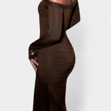 Robe Vesna à Une Épaule avec Manches Longues