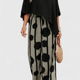 Ensemble Asymétrique Aleida avec Top et Pantalons Imprimés