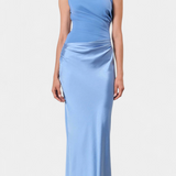 Robe de Soirée Longue avec Plis Ottavia et Décolleté Asymétrique