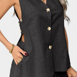 Ensemble en Lin Sans Manches Style Décontracté Loren