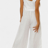 Ensemble en Lin Pascuala de Deux Pièces avec Top Sans Manches et Pantalons Fluides