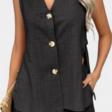 Ensemble en Lin Sans Manches Style Décontracté Loren